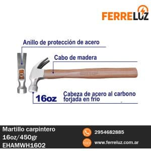 Martillo carpintero 16oz-450gr EHAMWH1602