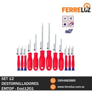 Juego destornillador 12pzs emtop Esst1201