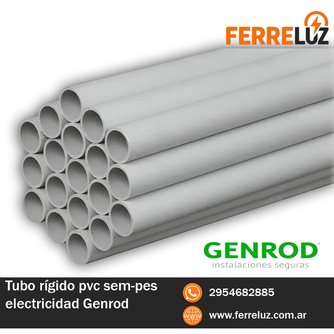 Tubo rígido pvc semi-pesado electricidad Genrod x unidad